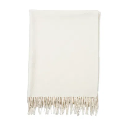 Bel Cashmere Women's Cashmere Stole With Fringes White