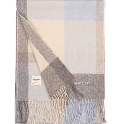 Bel Cashmere Women's Checked Cashmere Scarf With Blue