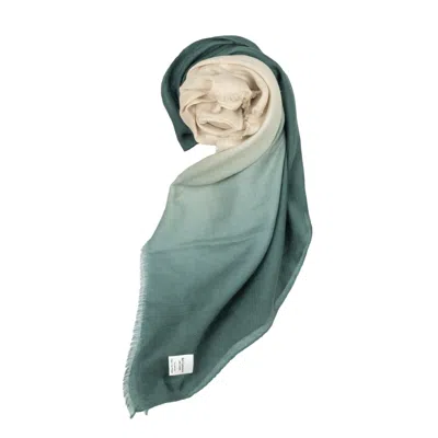 Bel Cashmere Women's Green / White Light Cashmere Foulard In Degraded Green. In Multi