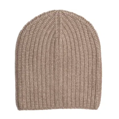 Bel Cashmere Women's Plain Knitted Cashmere Hat Brown