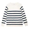 Bel Cashmere Women's White / Blue Chelsea Cashmere And Silk Stripped In White/blue