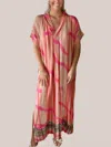 Bel Kazan Allegra Kaftan Dress In River In Pink