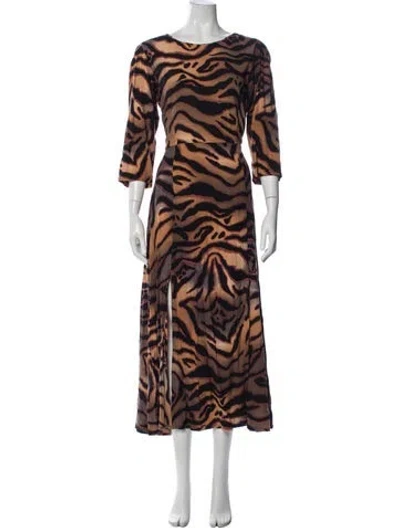 Pre-owned Bel Kazan Animal Print Long Dress In Multi