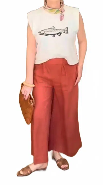 Bel Kazan Atlas Wide Leg Pants In Adobe In Multi