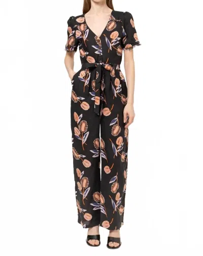 Bel Kazan Azalea Linen Jumpsuit In Coral Thistle In Multi