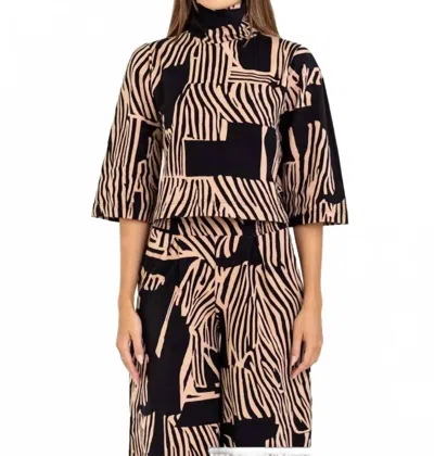 Bel Kazan Batna Mock Neck Top In Black Captain In Multi