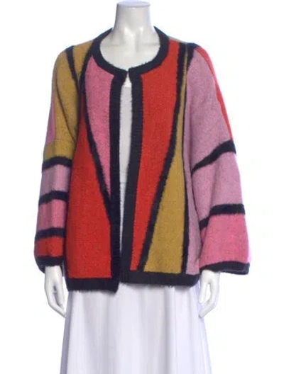 Pre-owned Bel Kazan Colorblock Pattern Scoop Neck Sweater In Pink