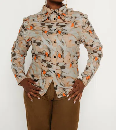 Bel Kazan Daisy Classic Button-up Top In Bandelier In Neutral