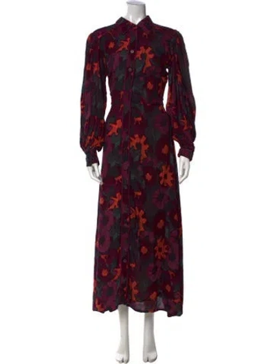 Pre-owned Bel Kazan Floral Print Long Dress In Multi