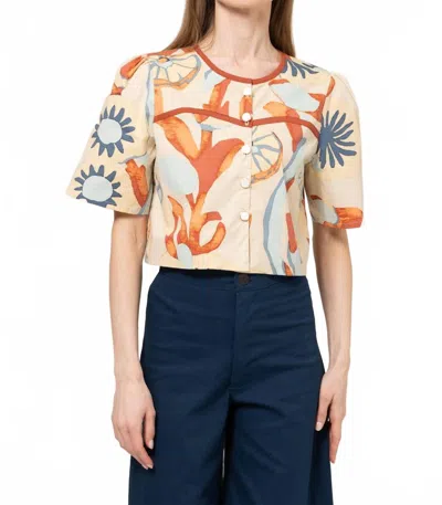 Bel Kazan Lilith Short Sleeve Top In Beige In Nude