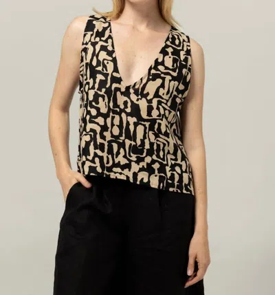 Bel Kazan Lyra Sleeveless V-neck Top In Cream Sahara In Multi