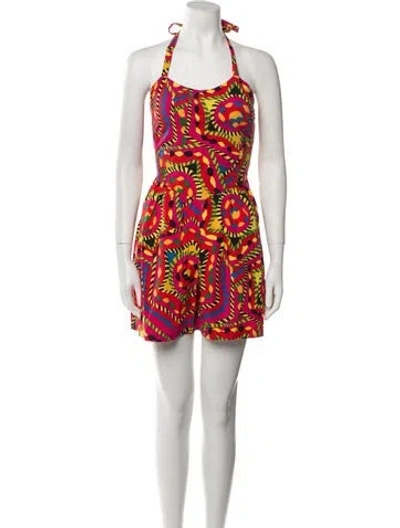 Pre-owned Bel Kazan Printed Halterneck Romper In Multi