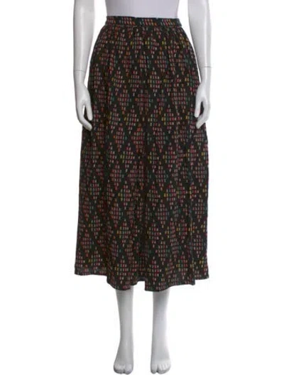 Pre-owned Bel Kazan Printed Midi Length Skirt In Black