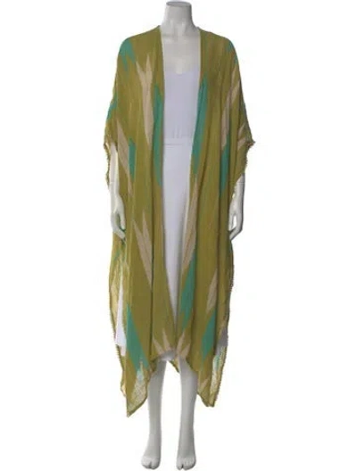Pre-owned Bel Kazan Printed V-neck Top In Green