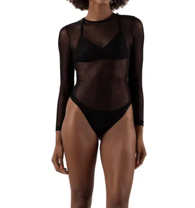 Bela Brand Basic Tulle Bodysuit In Black