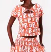 Bela Brand Diamond Top In Kozmo Peach In Multi