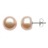 Belacqua 10-10.5mm Pink Freshwater Button Pearl Stud Earrings In Sterling Silver Jewelry For Women In Pink