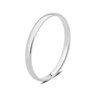 Belacqua 2mm Wedding Band Ring In Sterling Silver In White
