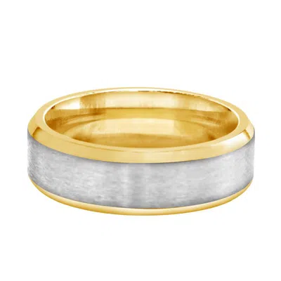 Belacqua 2-tone Gold Plated Titanium 6.5mm Wedding Band Ring For Men & Women In ["yellow"]