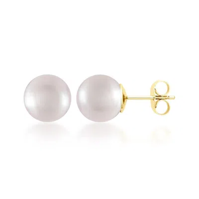 Belacqua 6-7mm White Cultured Freshwater Pearl Stud Earrings In 14k Yellow Gold Jewelry For Women