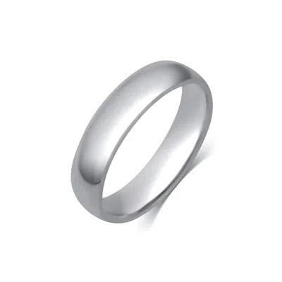 Belacqua 6mm Comfort Fit Plain Wedding Band For Men In 10k White Gold In ["white"]