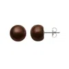 Belacqua 7-8mm Brown Freshwater Pearl Button Stud Earrings In Sterling Silver Jewelry For Women In Brown