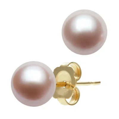 Belacqua 7-8mm Pink Cultured Freshwater Button Pearl Stud Earrings In 14k White Gold For Women