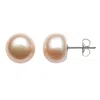 Belacqua 7-8mm Pink Freshwater Button Pearl Stud Earrings In Sterling Silver Jewelry For Women In Pink