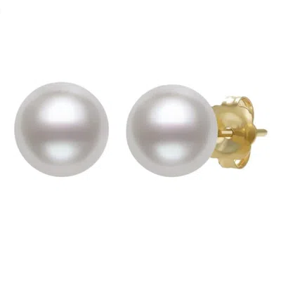 Belacqua 7-8mm White Cultured Freshwater Pearl Stud Earrings In 14k Yellow Gold Jewelry For Women