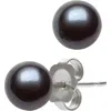 Belacqua 8-8.5mm Freshwater Black Button Pearl Stud Earrings In 14k White Gold Jewelry For Women In Black