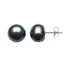 Belacqua 8-9mm Black Freshwater Button Pearl Stud Earrings In Sterling Silver Jewelry For Women In Black