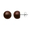 Belacqua 8-9mm Brown Freshwater Button Pearl Stud Earrings In Sterling Silver Jewelry For Women In Brown