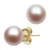 Belacqua 8-9mm Pink Cultured Freshwater Button Pearl Stud Earrings In 14k Yellow Gold For Women In Pink