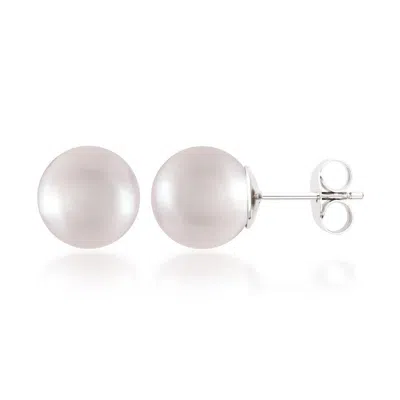 Belacqua 8-9mm White Cultured Freshwater Pearl Stud Earrings In 14k Yellow Gold Jewelry For Women