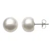 Belacqua 8-9mm White Freshwater Pearl Button Stud Earrings In Sterling Silver Jewelry For Women In White