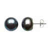 Belacqua 9-9.5mm Black Freshwater Button Pearl Stud Earrings In Sterling Silver Jewelry For Women In Black