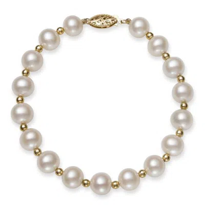 Belacqua Aa Quality Cultured Freshwater Pearl Strand Bracelet In 14k Rose Gold Beads In ["white"]