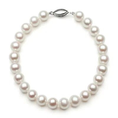 Belacqua Aa Quality White Cultured Freshwater Pearl Bracelet In Sterling Silver In ["white","silver Tone"]