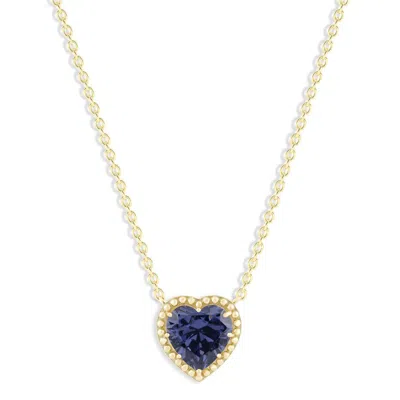 Belacqua Alexandrite June Birthstone Heart Pendant Necklace In 14k Gold Plated Sterling Silver In ["purple"]