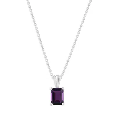 Belacqua Amethyst February Birthstone Emerald Pendant Necklace In Sterling Silver In ["purple"]