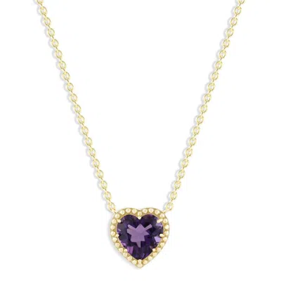Belacqua Amethyst February Birthstone Heart Pendant Necklace In 14k Gold Plated Sterling Silver In ["purple"]