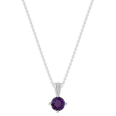 Belacqua Amethyst February Birthstone Round Pendant Necklace In Sterling Silver In ["purple"]