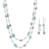 Belacqua Aquamarine & Freshwater Pearl Station Necklace In Sterling Silver In Blue