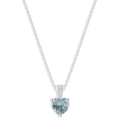 Belacqua Aquamarine March Birthstone Heart Pendant Necklace In Sterling Silver In ["blue"]