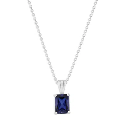 Belacqua Bermuda September Birthstone Emerald Pendant Necklace In Sterling Silver In ["blue"]
