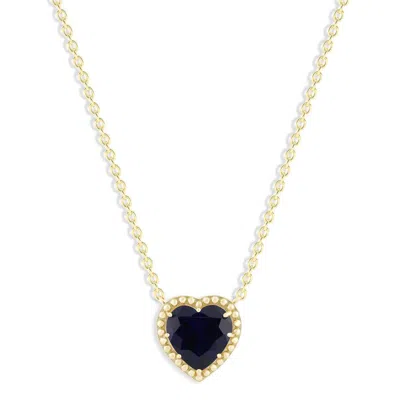 Belacqua Bermuda September Birthstone Heart Pendant Necklace In 14k Gold Plated Sterling Silver In ["blue"]