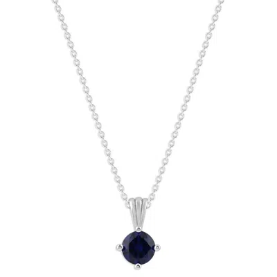 Belacqua Bermuda September Birthstone Round Pendant Necklace In Sterling Silver In ["blue"]
