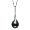 Belacqua Black Cultured Freshwater Pearl Drop Pendant Necklace In Sterling Silver In Multi