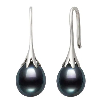Belacqua Black Freshwater Drop Pearl Dangle Earrings In Sterling Silver Jewelry For Women