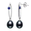 Belacqua Black Freshwater Pearl & Cubic Zirconia Dangle Earrings In Sterling Silver For Women In Black